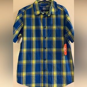 Yellow & blue plaid shirt
